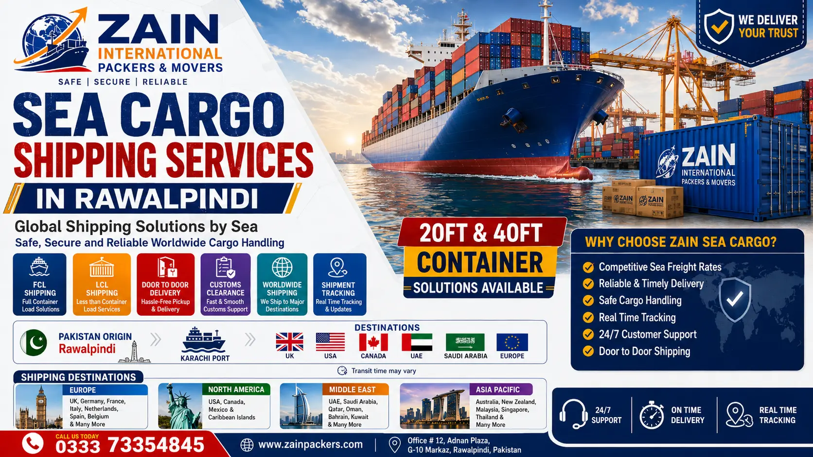 Zain International Sea Cargo Shipping Service in Rawalpindi
