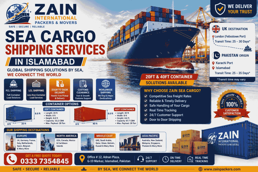 Zain International Sea Cargo Shipping Services In Islamabad